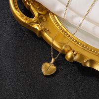 Vintage Style Simple Style Heart Shape Stainless Steel 18k Gold Plated Pendant Necklace sku image 9