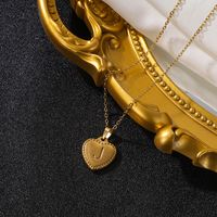 Vintage Style Simple Style Heart Shape Stainless Steel 18k Gold Plated Pendant Necklace sku image 3
