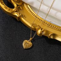 Vintage Style Simple Style Heart Shape Stainless Steel 18k Gold Plated Pendant Necklace sku image 13