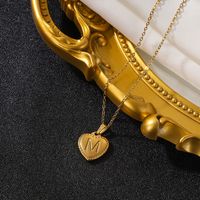 Vintage Style Simple Style Heart Shape Stainless Steel 18k Gold Plated Pendant Necklace sku image 13