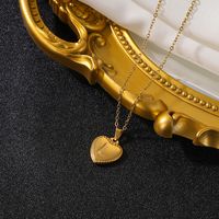 Vintage Style Simple Style Heart Shape Stainless Steel 18k Gold Plated Pendant Necklace sku image 14