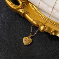 Vintage Style Simple Style Heart Shape Stainless Steel 18k Gold Plated Pendant Necklace sku image 15