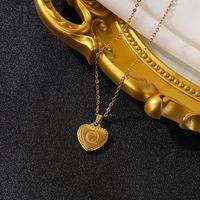 Vintage Style Simple Style Heart Shape Stainless Steel 18k Gold Plated Pendant Necklace sku image 18