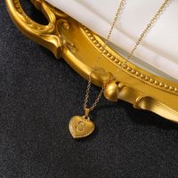Vintage Style Simple Style Heart Shape Stainless Steel 18k Gold Plated Pendant Necklace sku image 19