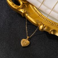 Vintage Style Simple Style Heart Shape Stainless Steel 18k Gold Plated Pendant Necklace sku image 1