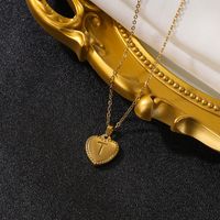 Vintage Style Simple Style Heart Shape Stainless Steel 18k Gold Plated Pendant Necklace sku image 20