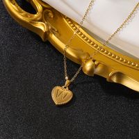 Vintage Style Simple Style Heart Shape Stainless Steel 18k Gold Plated Pendant Necklace sku image 23
