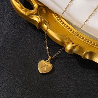 Vintage Style Simple Style Heart Shape Stainless Steel 18k Gold Plated Pendant Necklace sku image 24