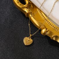 Vintage Style Simple Style Heart Shape Stainless Steel 18k Gold Plated Pendant Necklace sku image 25