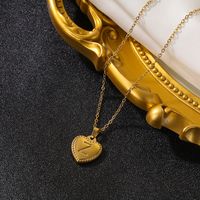 Vintage Style Simple Style Heart Shape Stainless Steel 18k Gold Plated Pendant Necklace sku image 26