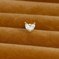 1 Piece Cute Queen Shiny Heart Shape Flower Plating Inlay 304 Stainless Steel Copper Zircon Ear Studs sku image 3