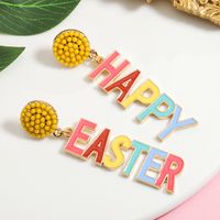 1 Pair Cute Rabbit Letter Plating Inlay Alloy Seed Bead Gold Plated Silver Plated Drop Earrings main image 1