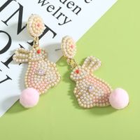 1 Pair Cute Rabbit Letter Plating Inlay Alloy Seed Bead Gold Plated Silver Plated Drop Earrings main image 9