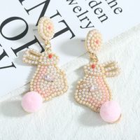 1 Pair Cute Rabbit Letter Plating Inlay Alloy Seed Bead Gold Plated Silver Plated Drop Earrings main image 8