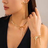 Moderner Stil Einfacher Stil Bogenknoten Kupfer Handgemacht Überzug 18 Karat Vergoldet Schmuck-set main image 1