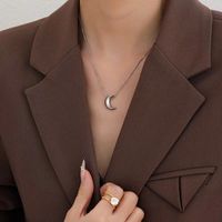 Simple Style Moon Stainless Steel Pendant Necklace main image 6