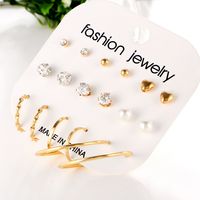 Wholesale Jewelry Ig Style Simple Style Geometric Alloy Artificial Pearls Plating Inlay Earrings sku image 1