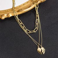 Hip-hop Heart Shape Copper Plating 18k Gold Plated Silver Plated Layered Necklaces main image 2