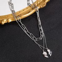 Hip-hop Heart Shape Copper Plating 18k Gold Plated Silver Plated Layered Necklaces main image 4