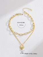 Hip-hop Heart Shape Copper Plating 18k Gold Plated Silver Plated Layered Necklaces sku image 1