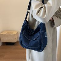 Women's Denim Solid Color Vintage Style Sewing Thread Square Zipper Crossbody Bag main image 5