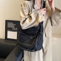 Women's Denim Solid Color Vintage Style Sewing Thread Square Zipper Crossbody Bag main image 6