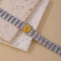 Copper K Gold Plated Rhodium Plated Casual Simple Style Quadrilateral Zircon Bracelets main image 5