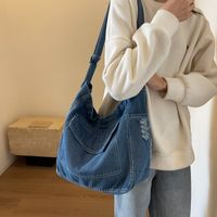 Femmes Jean Couleur Unie Style Vintage Fil À Coudre Carré Fermeture Éclair Sac Bandoulière sku image 2