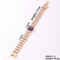 Copper K Gold Plated Rhodium Plated Casual Simple Style Quadrilateral Zircon Bracelets sku image 2