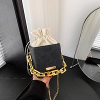 Women's Pu Leather Solid Color Vintage Style Bucket String Crossbody Bag main image 5