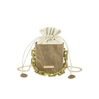 Women's Pu Leather Solid Color Vintage Style Bucket String Crossbody Bag sku image 1
