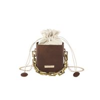 Women's Pu Leather Solid Color Vintage Style Bucket String Crossbody Bag sku image 5