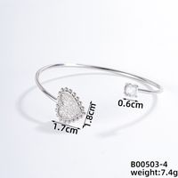 304 Stainless Steel Copper Casual Simple Style Classic Style Geometric Heart Shape Flower Zircon Bangle main image 2