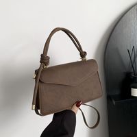 Women's Pu Leather Solid Color Basic Square Magnetic Buckle Handbag main image 3