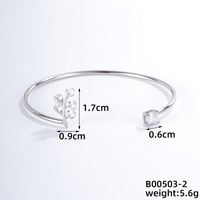 304 Stainless Steel Copper Casual Simple Style Classic Style Geometric Heart Shape Flower Zircon Bangle sku image 1