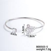 304 Stainless Steel Copper Casual Simple Style Classic Style Geometric Heart Shape Flower Zircon Bangle sku image 14