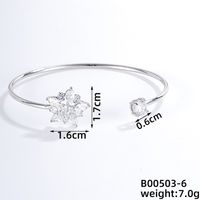 304 Stainless Steel Copper Casual Simple Style Classic Style Geometric Heart Shape Flower Zircon Bangle sku image 10