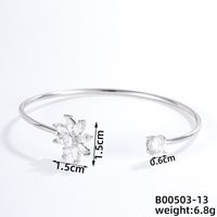 304 Stainless Steel Copper Casual Simple Style Classic Style Geometric Heart Shape Flower Zircon Bangle sku image 5