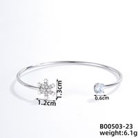 304 Stainless Steel Copper Casual Simple Style Classic Style Geometric Heart Shape Flower Zircon Bangle sku image 6