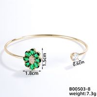 304 Stainless Steel Copper Casual Simple Style Classic Style Geometric Heart Shape Flower Zircon Bangle sku image 12