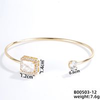 304 Stainless Steel Copper Casual Simple Style Classic Style Geometric Heart Shape Flower Zircon Bangle sku image 8
