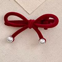 Women's Cute Sweet Bow Knot Flannel Flocking Inlay Artificial Pearls Hair Clip main image 5