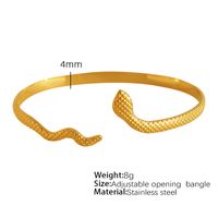 Vintage Style Exaggerated Round Feather Titanium Steel Irregular Hollow Out 18k Gold Plated Bangle sku image 4