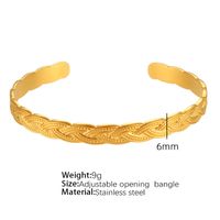 Vintage Style Exaggerated Round Feather Titanium Steel Irregular Hollow Out 18k Gold Plated Bangle sku image 2