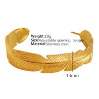 Vintage Style Exaggerated Round Feather Titanium Steel Irregular Hollow Out 18k Gold Plated Bangle sku image 10