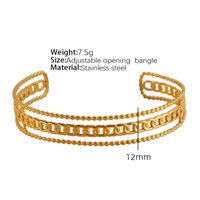 Vintage Style Exaggerated Round Feather Titanium Steel Irregular Hollow Out 18k Gold Plated Bangle sku image 8