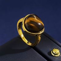 Wholesale Simple Style Geometric Copper Plating Artificial Gemstones Rings sku image 2