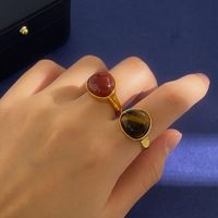 Wholesale Simple Style Geometric Copper Plating Artificial Gemstones Rings main image 1