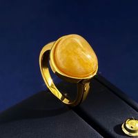 Wholesale Simple Style Geometric Copper Plating Artificial Gemstones Rings sku image 4