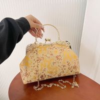 Women's Cloth Flower Streetwear Shell Clipped Button Dome Bag sku image 3
